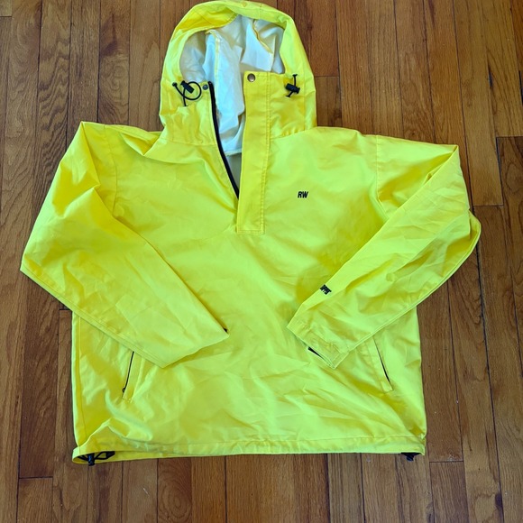 RW Windstopper Pullover Rain Jacket Neon Yellow Mens Medium Lightweight - Picture 1 of 7